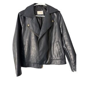Universal Thread Womens Faux Leather Moto Biker Jacket Black Quilted Back M